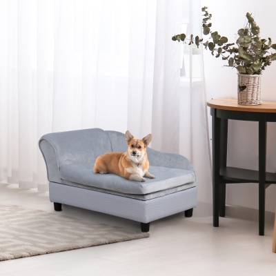 PawHut Pet Sofa Couch with Storage Function Sponge Cushioned Bed Lounge Dog Cat