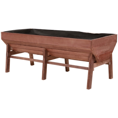 Outsunny Raised Garden Bed Wood Elevated Garden Plant Bed w/ Growing Space & Great Breathability, Brown