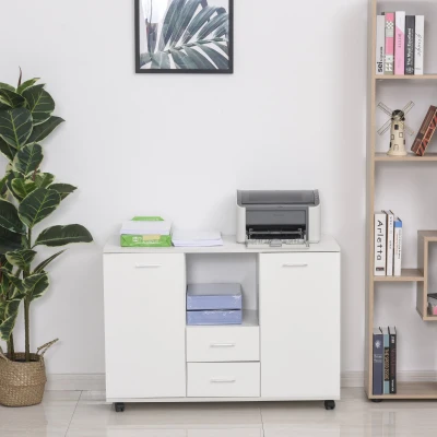 Vinsetto Office Filing Cabinet Printer Stand, White, 2 Drawers