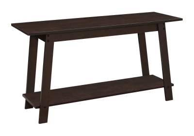 Monarch 42" Contemporary Wood Grain-Look 2-Tier Storage Shelf Slant Leg Design Console TV Stand - Cappuccino Brown Finish