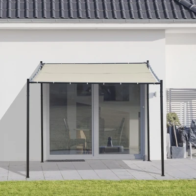 Outsunny 10' x 9.5' Outdoor Patio Gazebo, Beige Steel Frame