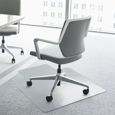 HOMCOM 35x47Inch Hard Floor Lipped Office Chair Mat Protective Carpets Floor Cover for Low Pile Carpet Frosted Transparent