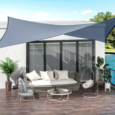 Outsunny 13' x 10' Rectangular Sun Shade Sail Canopy – Grey