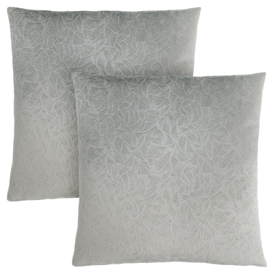 Monarch 18" x 18" Floral Velvet Decorative Throw Pillow (Set of 2) - Light Grey
