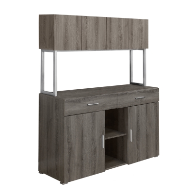 Monarch 48" Hollow-Core Office Storage Credenza with 2 Drawers, Storage Cabinets and Silver Accents - Dark Taupe