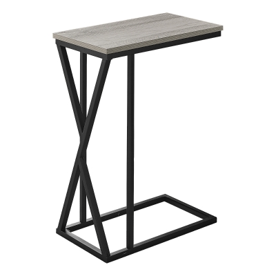 Monarch 25" H C-Shaped Accent Table with Metal X-Frame Base - Grey / Black Metal