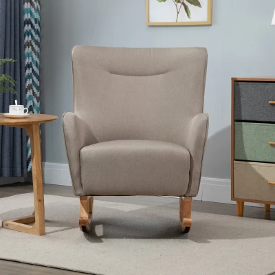 HOMCOM Modern Rocking Chair, Thick Padding, Greige