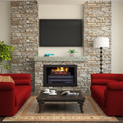 HOMCOM Portable Electric Log Set Heater with Realistic Ember Bed 1400W