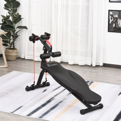 Soozier Multifunctional Sit Up Bench with Handle Adjustable Leg Lifts for Home, Office and Gym, Black