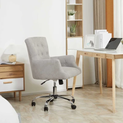 HOMCOM Mid Back Task Chair, Swivel Office Chair, Gray