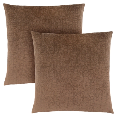 Monarch 18" x 18" Mosaic Velvet Decorative Throw Pillow (Set of 2) - Light Brown