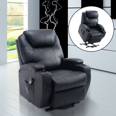 HOMCOM Electric Power Recline 2 Position Lift Chair Recliner PU Faux Leather Black