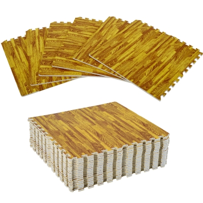 Soozier 18 Piece 24" x 24" High-Density Water Resistant Interlocking Foam Floor Tile Mats 72Sqft- Light Wood Grain