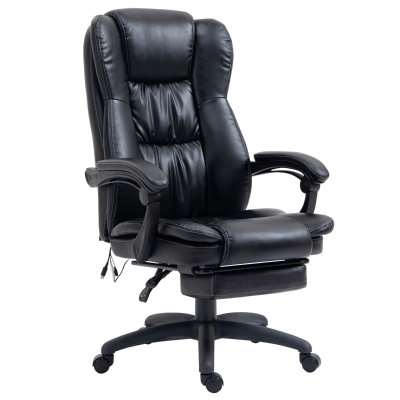 Vinsetto Massage Office Chair PU Leather Swivel Chair w/ 6-Point Vibration Massage Black