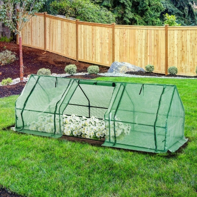 Outsunny 106.3”x35.4”x35.4” Walk-in Greenhouse Flower Green House Portable Durable