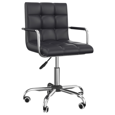 HomCom Modern Tufted PU Leather Midback Home Office Chair with Lumbar Support - Black