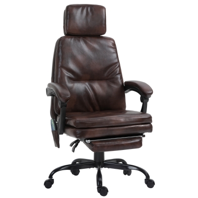 Vinsetto Faux Leather Vibrating Massage Computer Desk Lounger w/Remote Control, Brown