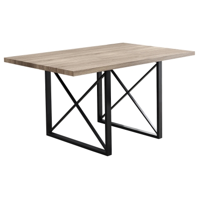 Monarch 60" x 30" Rectangular Industrial Modern Metal Base Dining Table - Dark Taupe