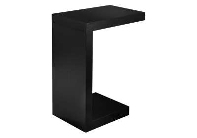 Monarch 24" Modern Hollow Core Wood Grain-Look Accent C-Shape Snack Side End Table - Black Finish