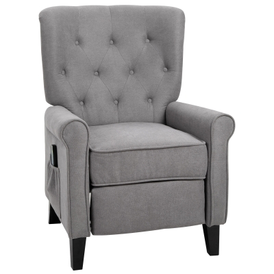 HOMCOM Manual Recliner Chair Massage Recliner Footrest with Remote Control Light Grey