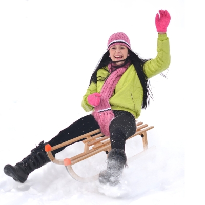 Soozier Wooden Baby Sleigh Snow Sled Folding Ski Sliding Snowmobile Outdoor Sport
