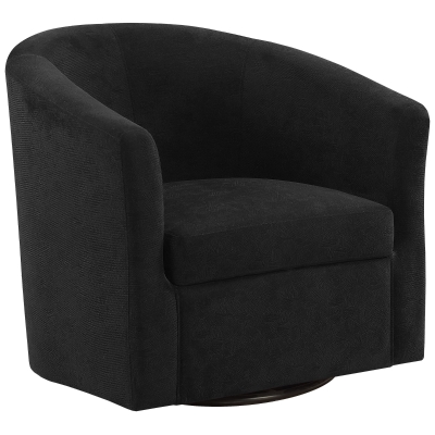 Monarch Transitional Style Upholstered Velvet-Look Swivel Accent Chair - Black