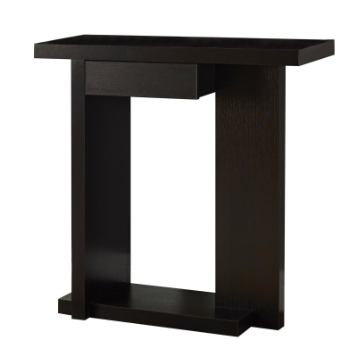 Monarch 32" Modern Straight Line Design Wood Grain-Look Storage Drawer Accent Console Table - Cappuccino Brown Finish