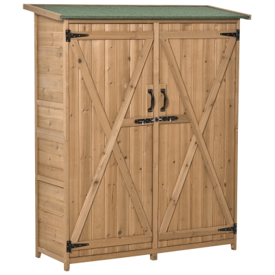 Outsunny Storage Shed Waterproof for Garden W/ Lock For Long Tool Storage Solid Wood
