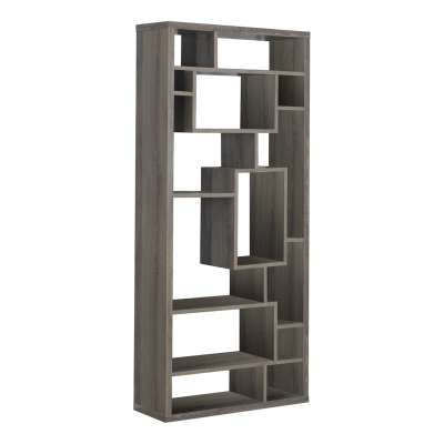 Monarch 72"H Modern Backless Bookcase with Asymmetrical Shelves - Dark Taupe