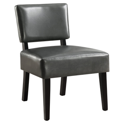 Monarch Contemporary Leather-Look Accent Armless Slipper Chair - Charcoal Grey