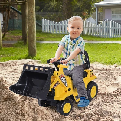 HOMCOM 3-in-1 Ride On Toy Bulldozer, Construction Truck