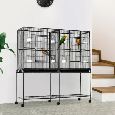 PawHut 65" Rolling Bird Cage with Storage Shelf