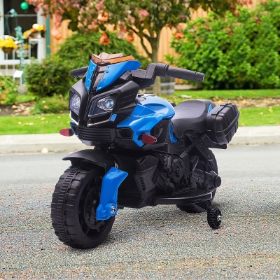 AOSOM Kids Electric Motorcycle Ride-On Toy 6V 3 km/h Max Speed for Kids 18 - 48 months Blue