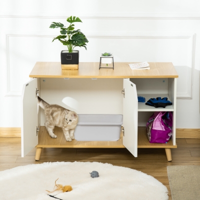Cat Litter Box 39.25" x 21.75" x 23.5" Oak