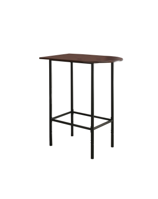 Monarch 36" x 24" Rectangular Space Saver Wood Grain Top Metal Framed Home Bar Height Table - Cappuccino Brown / Black Finish