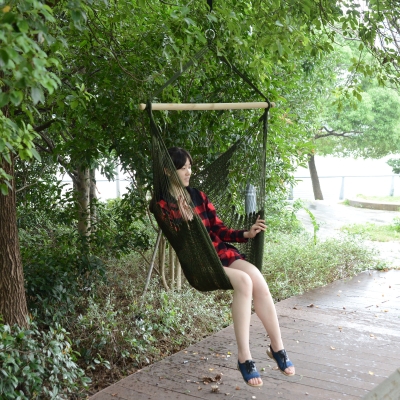 Outsunny Woven Hammock Chair Nylon Hanging Swing Outdoor Patio Air Sky Portable