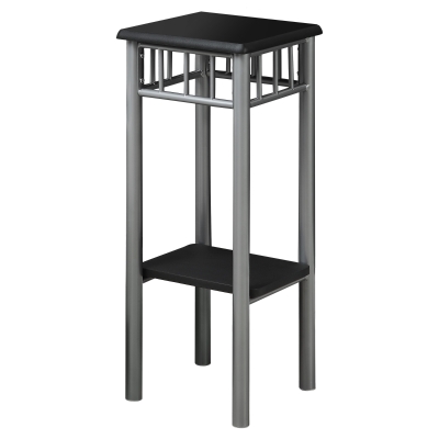 Monarch 28" Contemporary Grey Metal Frame 2-Tier Plant Stand Side Accent Table - Black Finish