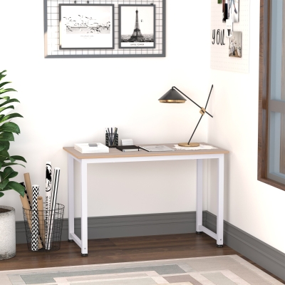 HOMCOM 47.25" Computer Desk PC Writing Table Home Office Study Workstation, Oak Beige White