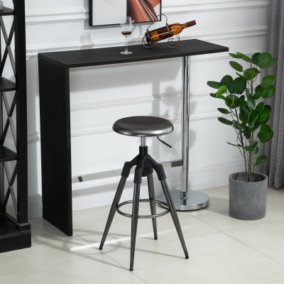 HOMCOM Industrial Backless Bar Stool Metal Swivel Seat Adjustable Height Silver