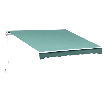 Outsunny 10' x 8' Exterior Manual Window Awning Sun Rain Shade Cover - Green