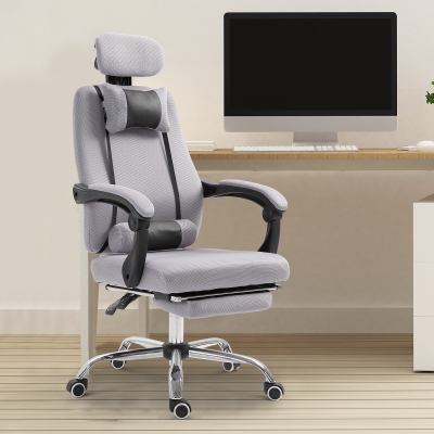 Vinsetto Ergonomic Executive Office Chair Lumbar Support with Footrest, Grey