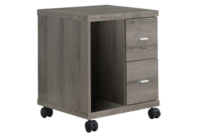 Monarch 2-Drawer Hollow-Core Rolling Computer Stand on Castors - Dark Taupe