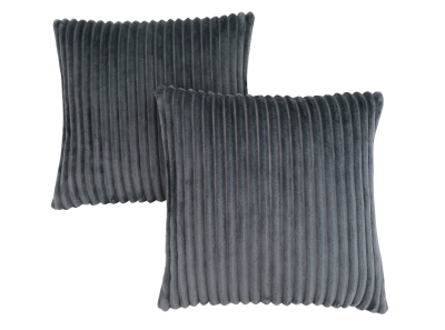 Monarch 18" x 18" Ultra Soft Ribbed Style Throw Pillow (Set of 2) - Grey
