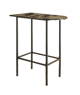 Monarch 36" x 24" Rectangular Space Saver Marble-Look Top Metal Framed Home Bar Height Table - Cappuccino Finish