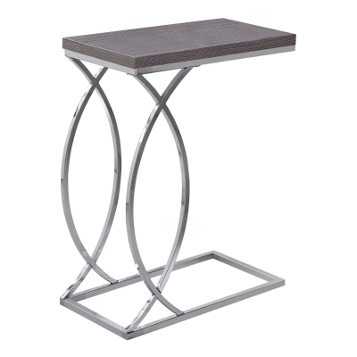 Monarch 25" Contemporary Curvy Chrome Metal Base C-Shaped Side Accent Table - Grey Finish