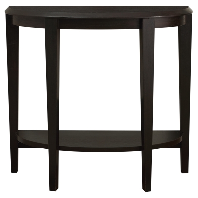 Monarch 36" Transitional Style Half-Moon Shaped 2-Tier Accent Console Table - Cappuccino Brown Finish