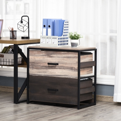 Vinsetto Lateral File Cabinet with 2 Drawers, Hanging Filing Folder, Industrial Home Office Organizer for A4 Letter Legal Size