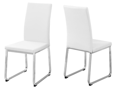 Monarch 2 Piece PU Leather Chrome Metal Legged Modern Parson Dining Chair Set - White