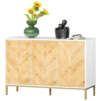 HOMCOM Accent Credenza Hallway Hutch Furniture w/Adjustable Shelves and Push Open Doors