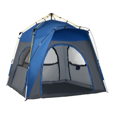 Outsunny 3 Season 5 Person Automatic Pop Up Camping Tent - Blue